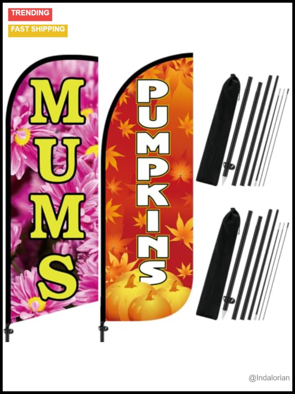 Fall Pumpkin Mums Feather Flag Kit 2 Sets 8.2ft